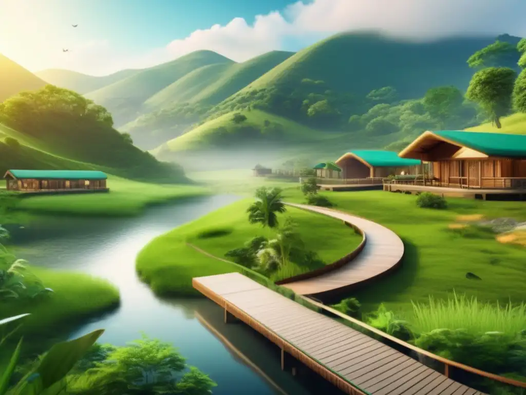 Ecoturismo para mayores: Destino sereno y exuberante Ecoturismo seguro para seniors en un destino sereno y exuberante, con paisajes pintorescos y alojamiento ecoamigable