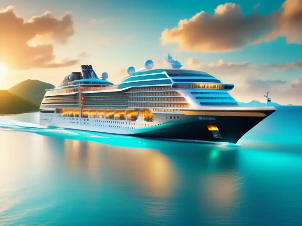 Exclusivo crucero de lujo en el paraíso Destinos marítimos exclusivos para viajeros maduros - Crucero de lujo en aguas turquesa con vistas panorámicas a islas tropicales, piscina, bar y spa