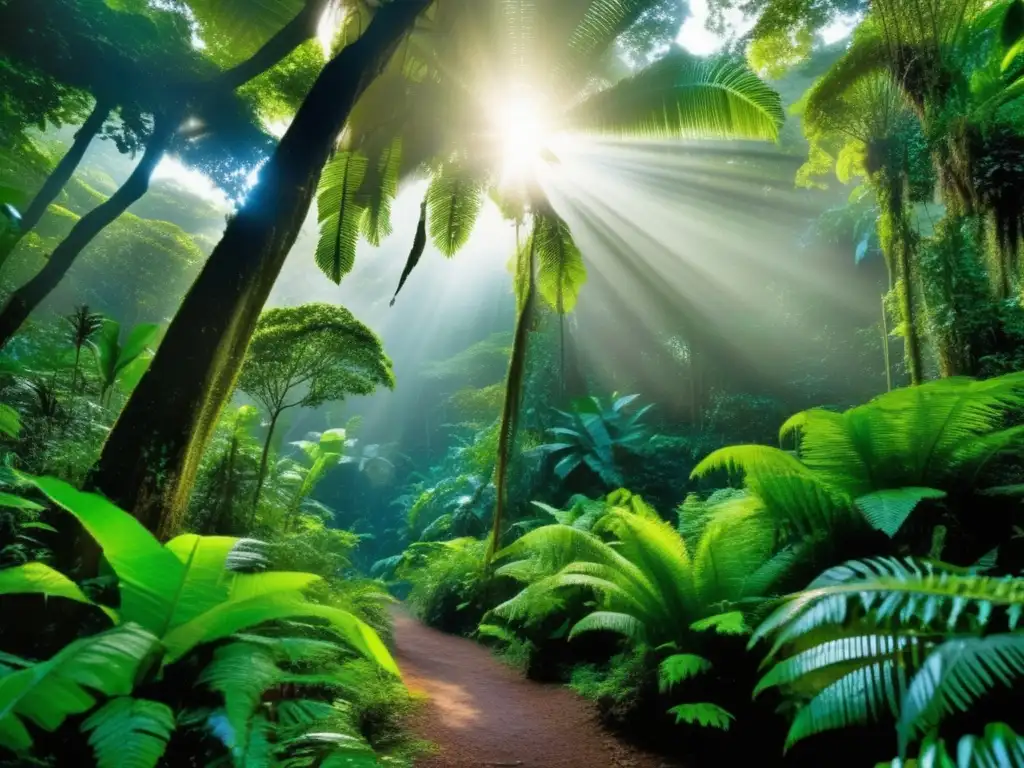 Ecoturismo en selva tropical: Naturaleza exuberante y río cristalino Beneficios del ecoturismo para viajeros maduros en una imagen de selva tropical exuberante con río cristalino