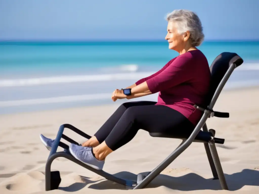 Ejercicio de equilibrio para viajeros mayores Ejercicio de equilibrio de piernas para viajeros senior en silla