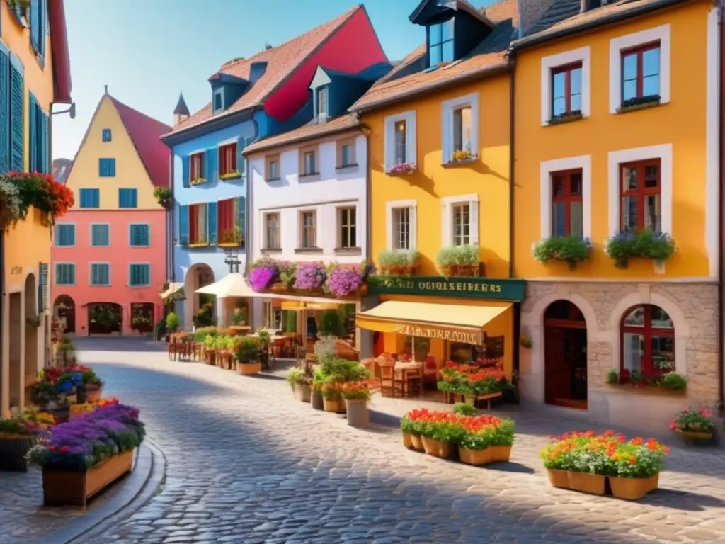 Encantadora calle empedrada en pueblo europeo Destinos culturales tranquilos para seniors en encantador pueblo europeo