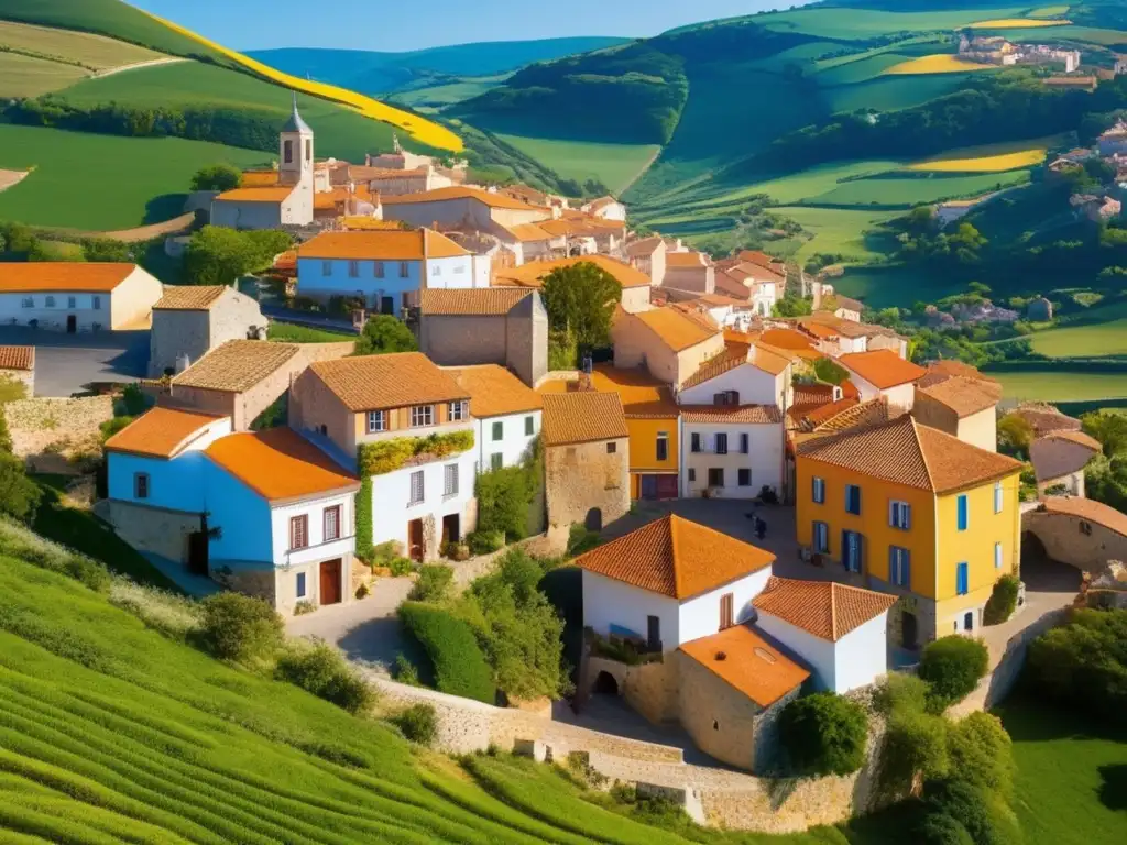 Aventuras familiares personalizadas en pintoresco pueblo europeo rodeado de colinas, con castillo medieval y río serpenteante