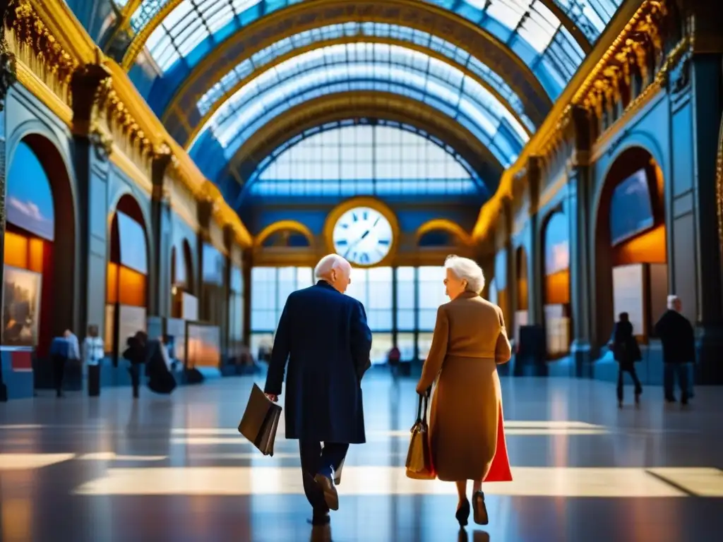 Pareja mayor disfrutando arte en Musée d'Orsay, París Pareja senior disfruta Galerías de arte en París - Inspiración para viajeros seniors