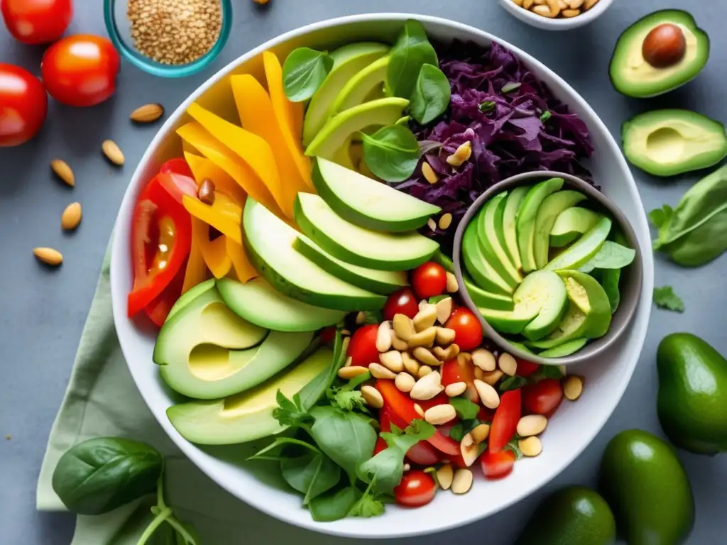 Ensalada fresca y nutritiva para viajeros saludables Alimentos saludables para viajeros maduros en una vibrante y tentadora ensalada llena de ingredientes frescos y nutrientes