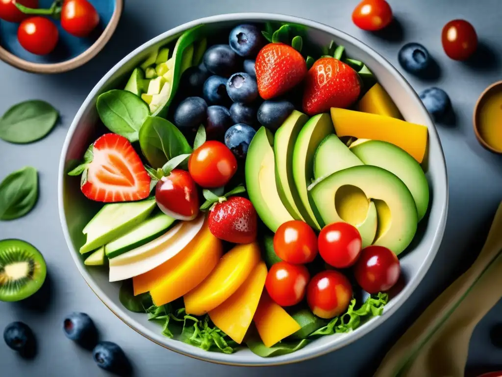 Ensalada fresca y colorida Ensalada colorida para viajeros seniors