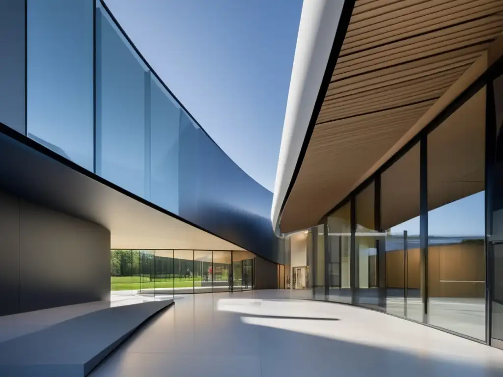 Entrada accesible y moderna de un museo Entrada moderna y accesible del museo con diseño arquitectónico elegante