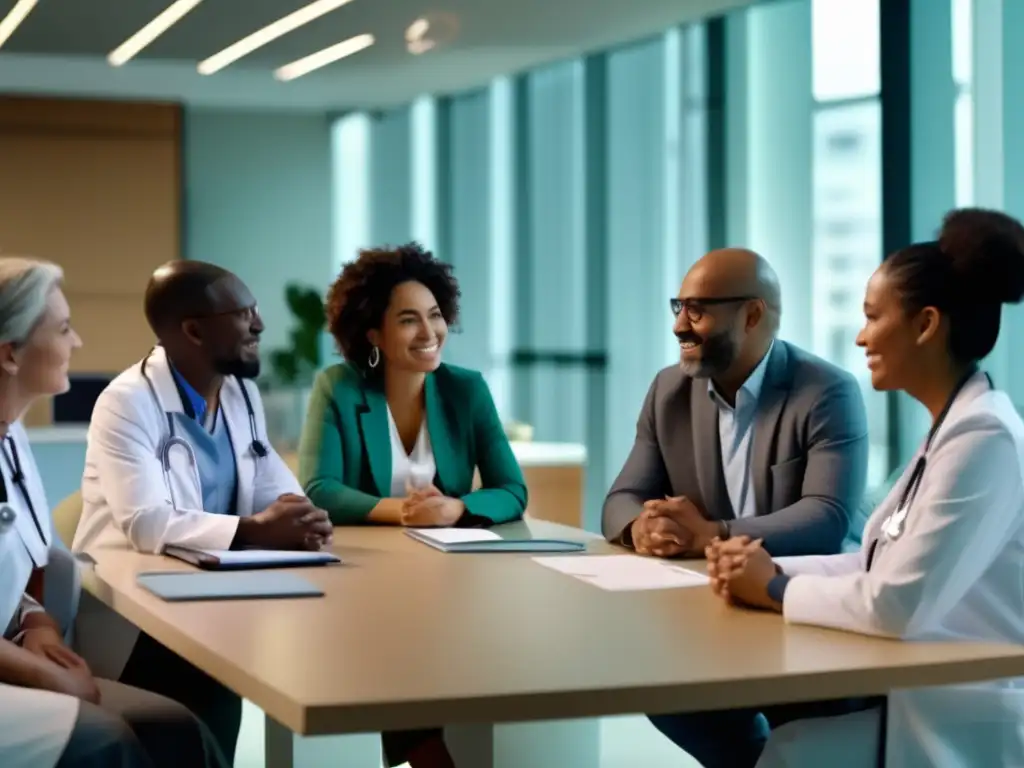 Equipo médico diverso en colaboración Médicos y pacientes de diferentes culturas discutiendo prácticas médicas - Diferencias prácticas médicas viajes