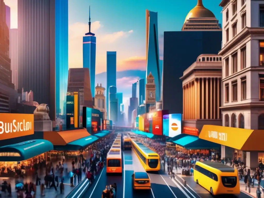 Escena de viaje moderno en una ciudad bulliciosa Consejos para gestionar gastos de viaje en el extranjero - Escena de viaje moderno en una ciudad bulliciosa en resolución 8k