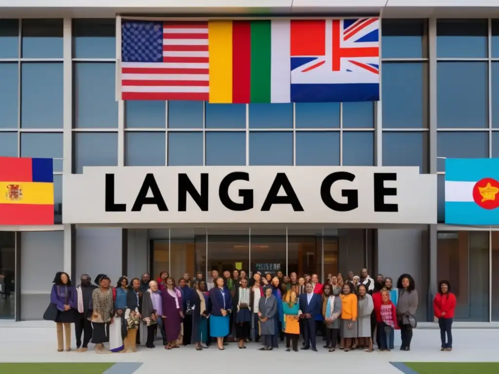 Beneficios viajes lingüísticos: Diversidad de personas aprendiendo idiomas en una escuela vibrante