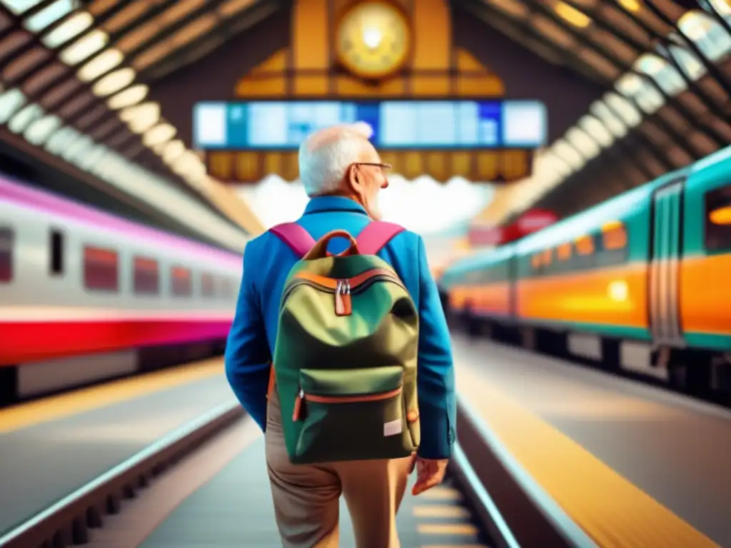Consejos transporte económico viajeros seniors en estación de trenes