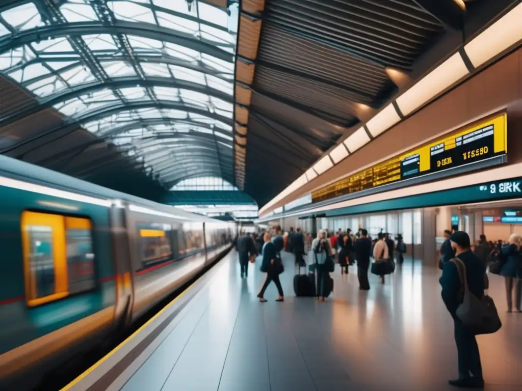 Estación de tren moderna con seguridad y confort Estación de tren con seguridad y guía para viajeros mayores