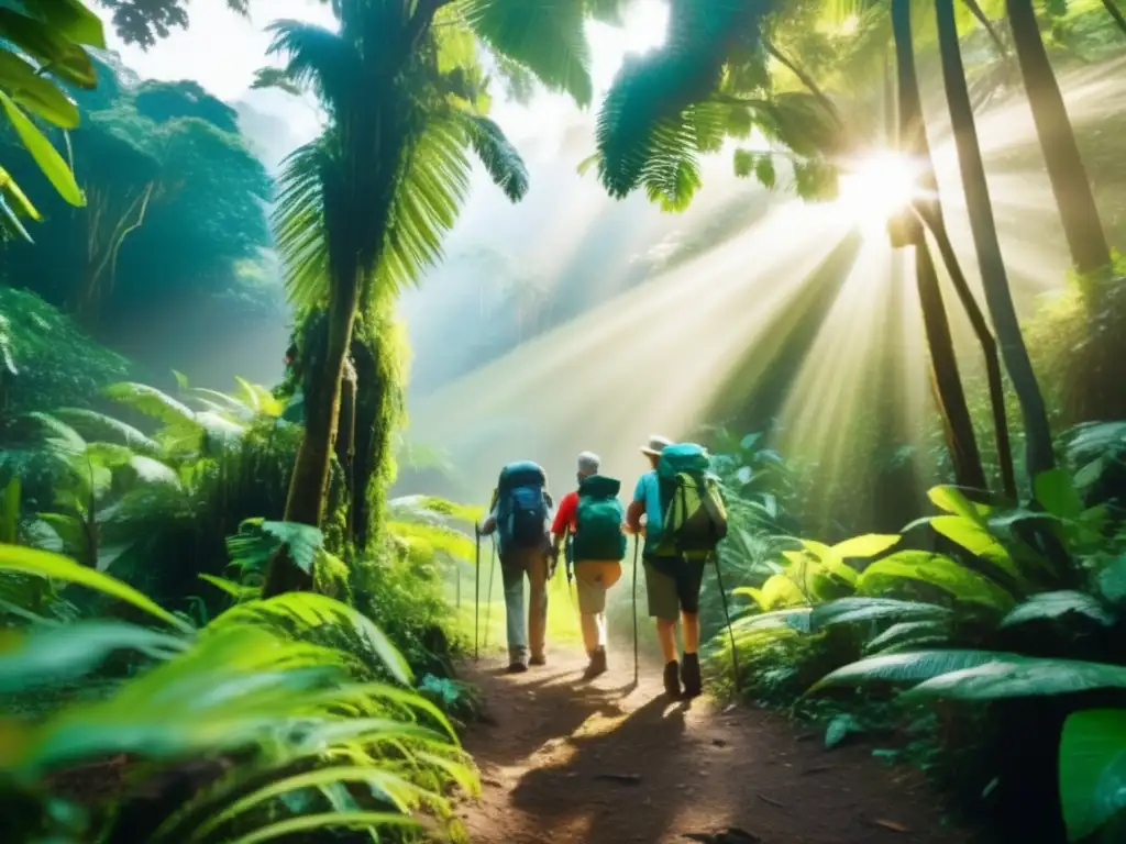 Consejos de seguridad para viajeros mayores en una increíble imagen de una aventurera excursión en la selva