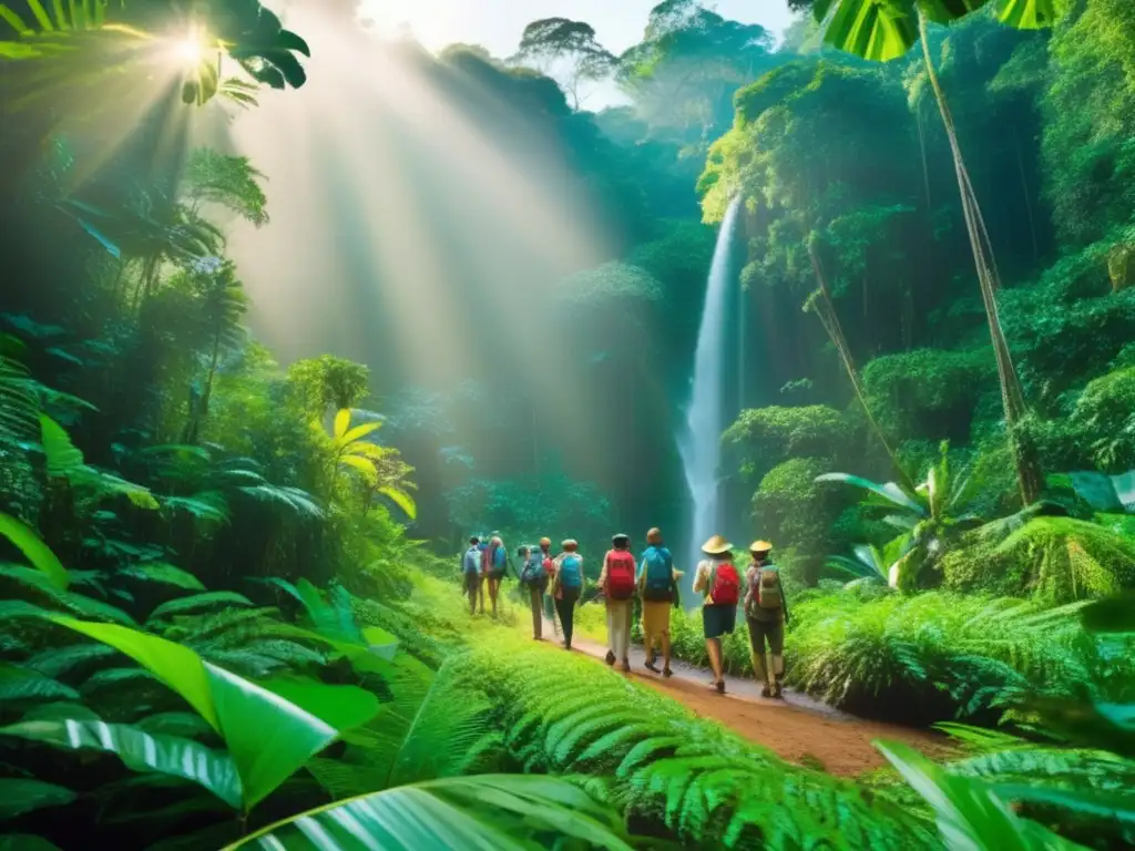 Excursiones ecológicas para viajeros maduros en exuberante rainforest rodeados de flora y fauna vibrante junto a un río sereno