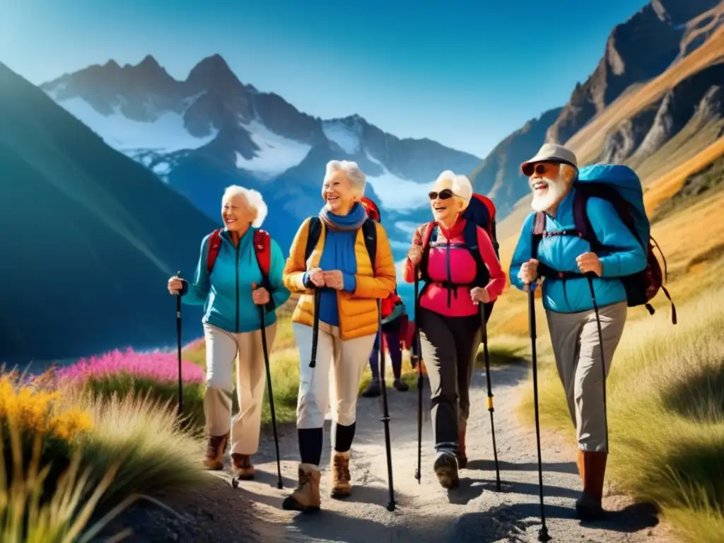 Grupo de mayores en emocionante aventura Aventura y camaradería en viajes para adultos mayores