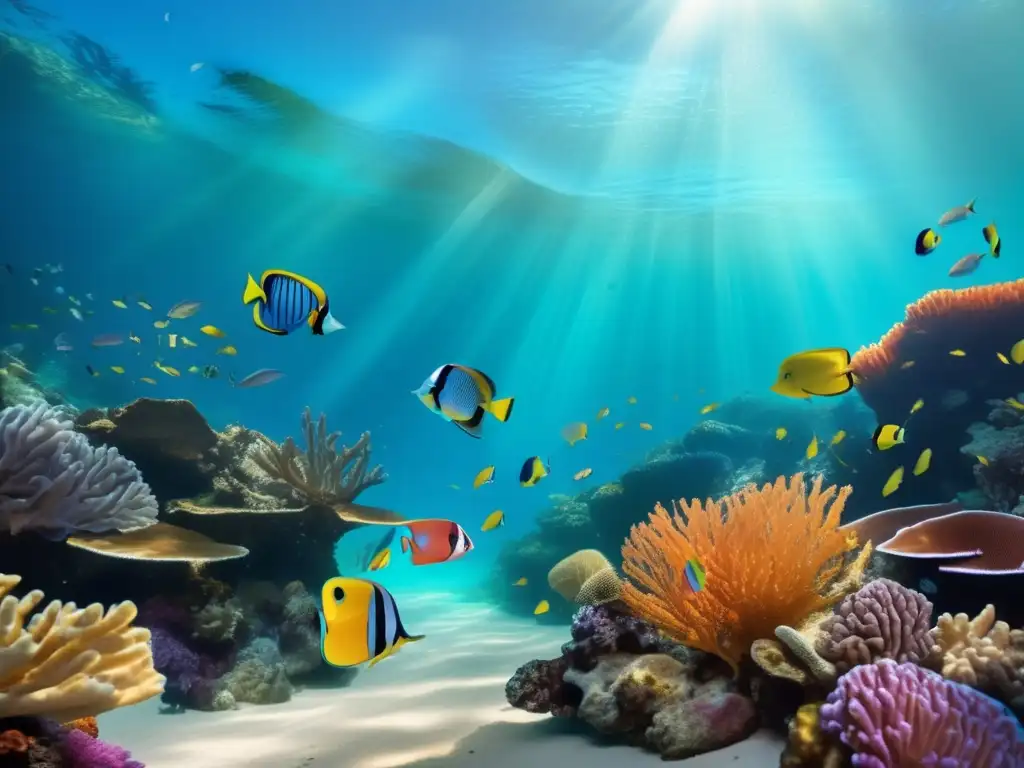Hermoso arrecife de coral lleno de vida y color Aventuras marítimas seguras para mayores en un vibrante y envolvente escenario submarino