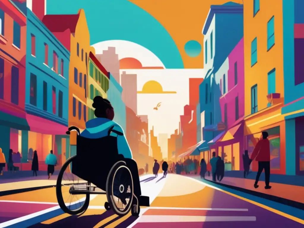 Persona en silla de ruedas explorando ciudad Viajando con movilidad reducida: Explorando una vibrante ciudad con confianza