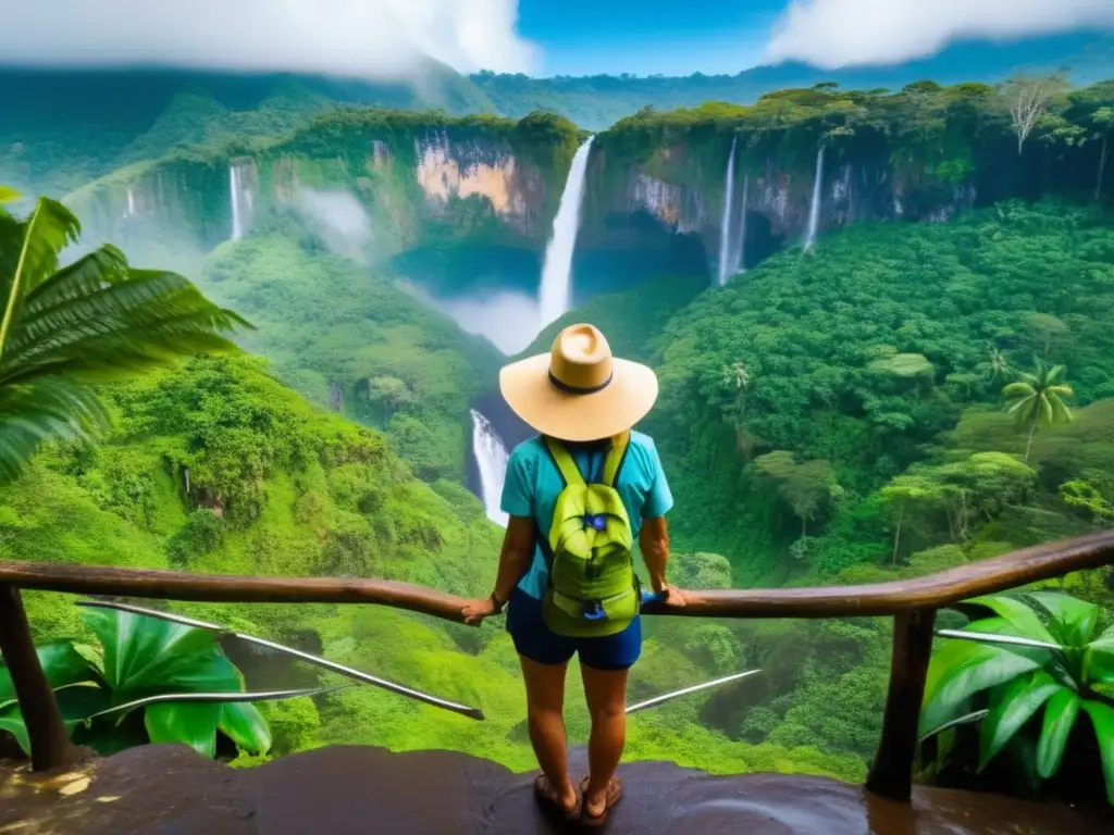 Viajero maduro en selva de CA Viajero maduro en destino seguro América Central