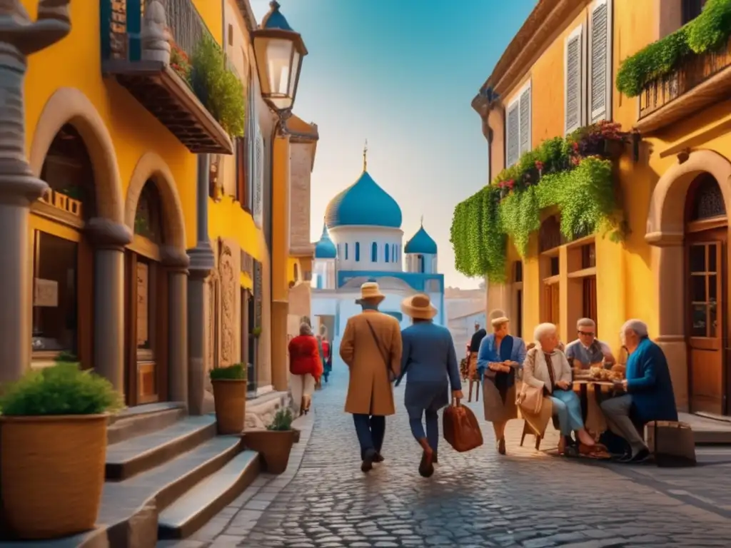 Explorando una ciudad histórica pintoresca Destinos históricos para viajeros senior explorando una ciudad pintoresca con calles empedradas y maravillas arquitectónicas