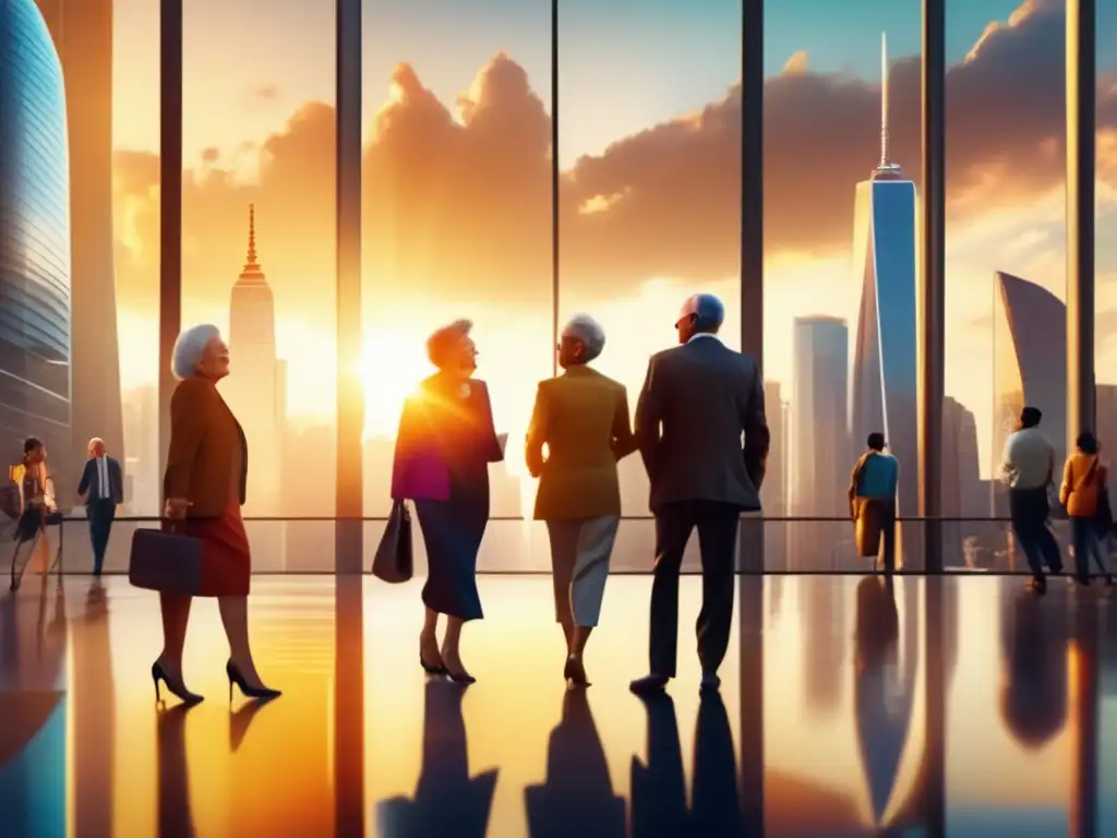 Grupo de viajeros maduros explorando una ciudad vibrante