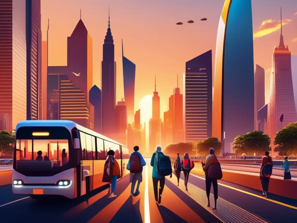 Consejos de seguridad para viajeros mayores en vibrante y moderna ciudad al atardecer