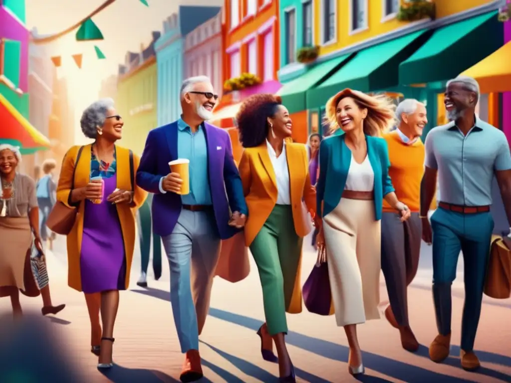 Un grupo de adultos explorando una vibrante ciudad juntos Viajes en grupo adultos mayores explorando una ciudad vibrante