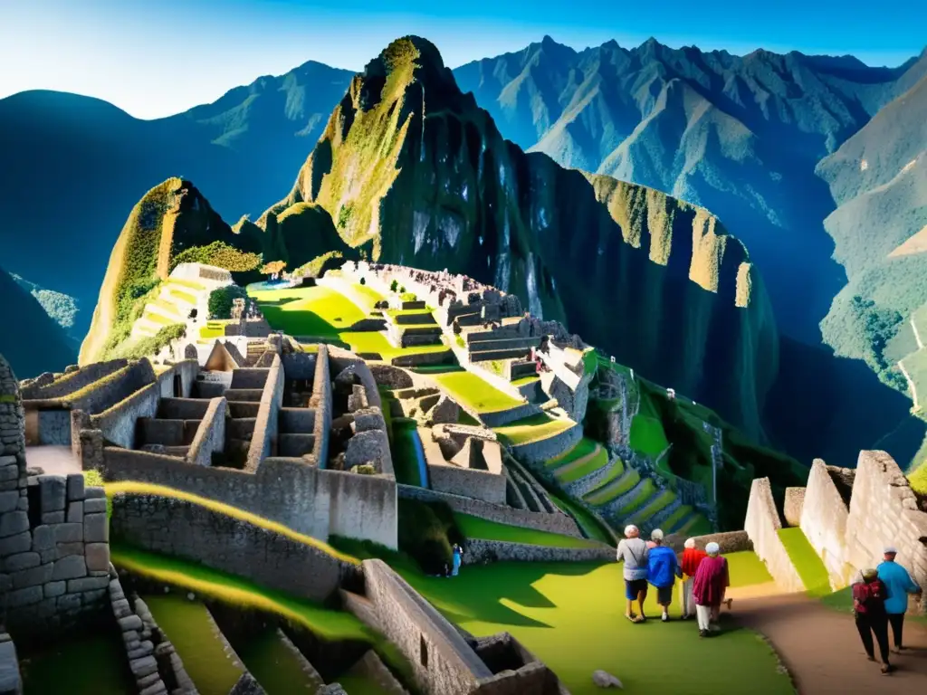 Grupo de mayores explorando Machu Picchu Viajes culturales seniors enriquecedores en Machu Picchu