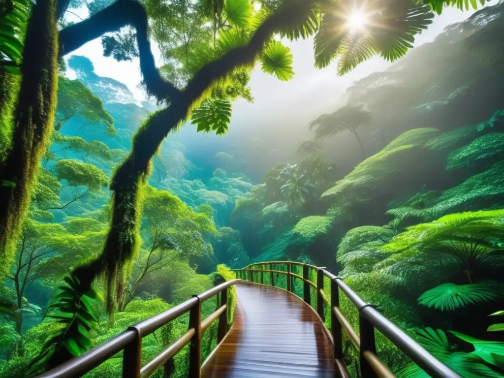 Maravilloso paisaje de selva exuberante Destinos ecológicos para viajeros maduros: Serenidad y belleza en una exuberante selva con cascadas, aves y senderos