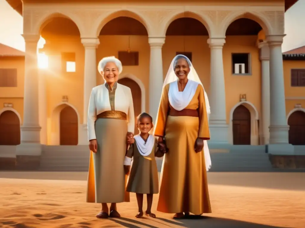 Familia frente a edificio histórico Familia unida frente a majestuoso edificio histórico: Viaje genealógico enriquecedor vida