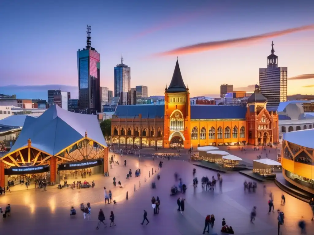 Atardecer en Federation Square, Melbourne Experiencias de viaje en Melbourne para adultos mayores