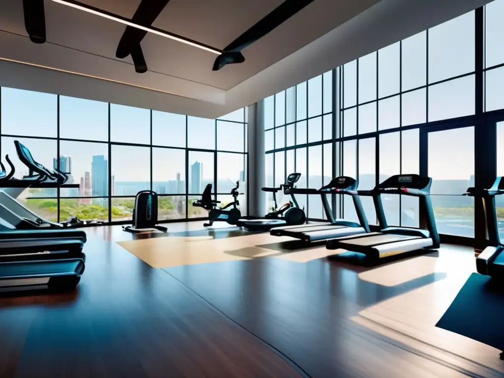 Gimnasio vibrante para adultos mayores Ejercicios fuerza para viajeros senior en centro fitness vibrante con luz natural, equipamiento moderno y entrenador motivador