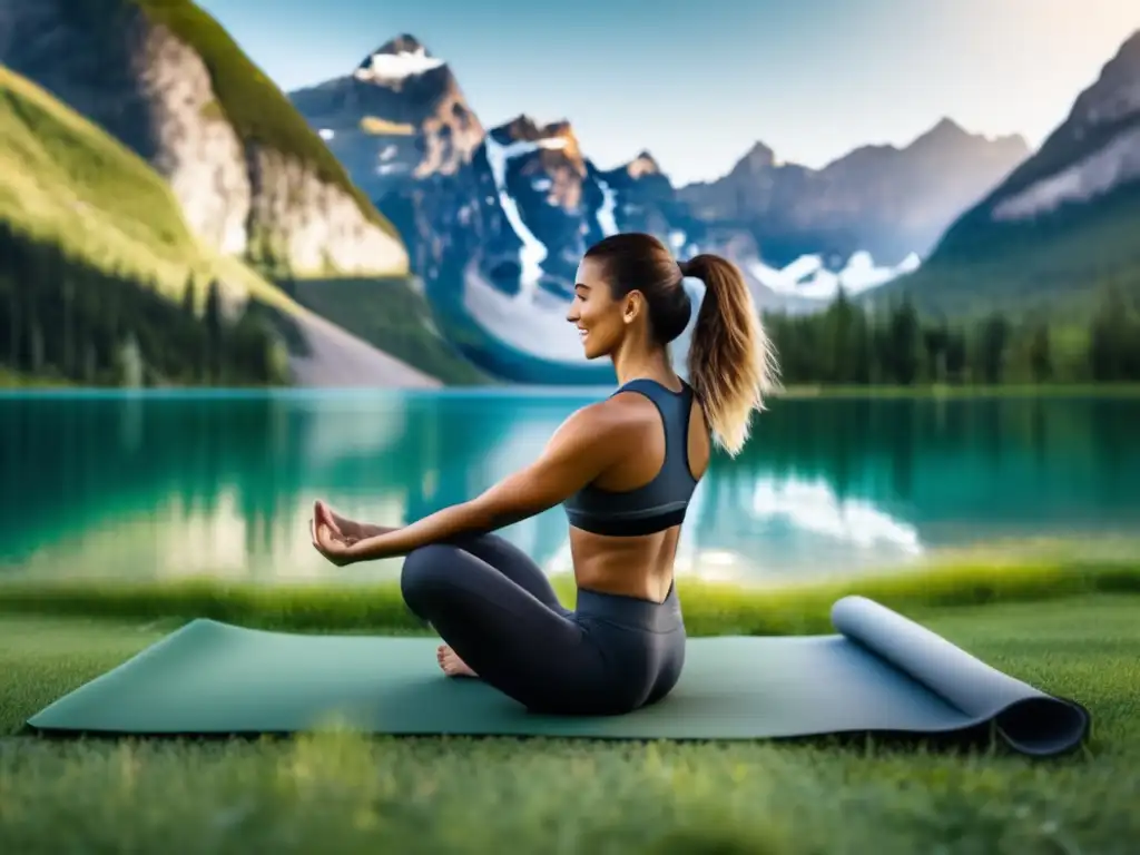Viajero haciendo ejercicios de flexibilidad en un entorno natural Ejercicios de flexibilidad al aire libre para viajes seguros