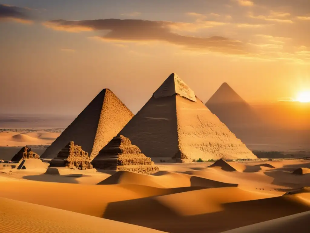 La majestuosidad de las pirámides y la esfinge en Giza Destinos históricos para viajeros senior: Giza Plateau en Egipto, con las pirámides y el Esfinge
