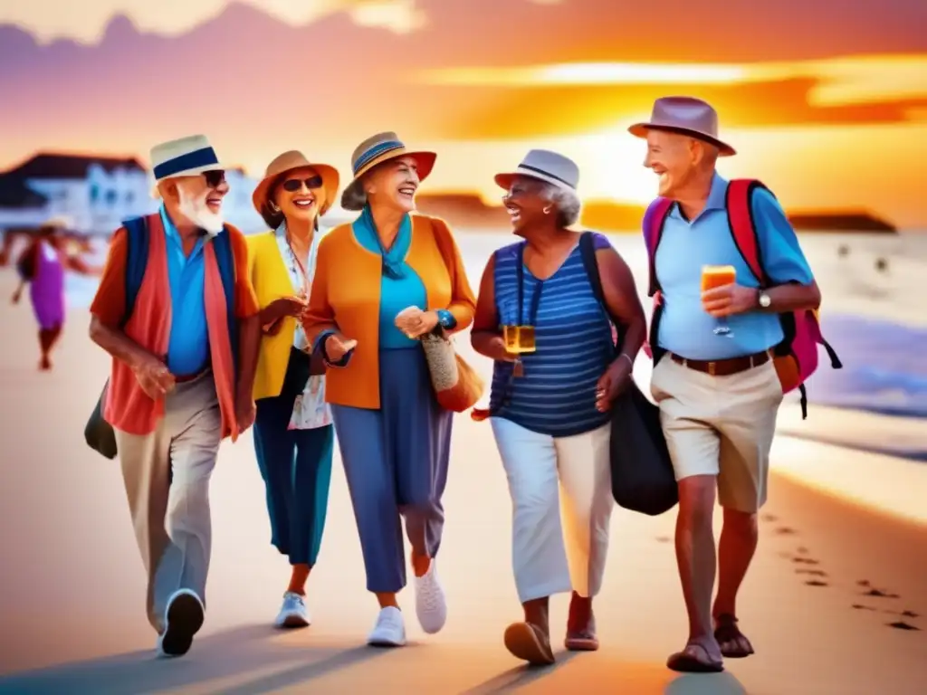 Grupo de seniors disfrutando de un viaje seguro y placentero - Lista de verificación viajes seguros seniors