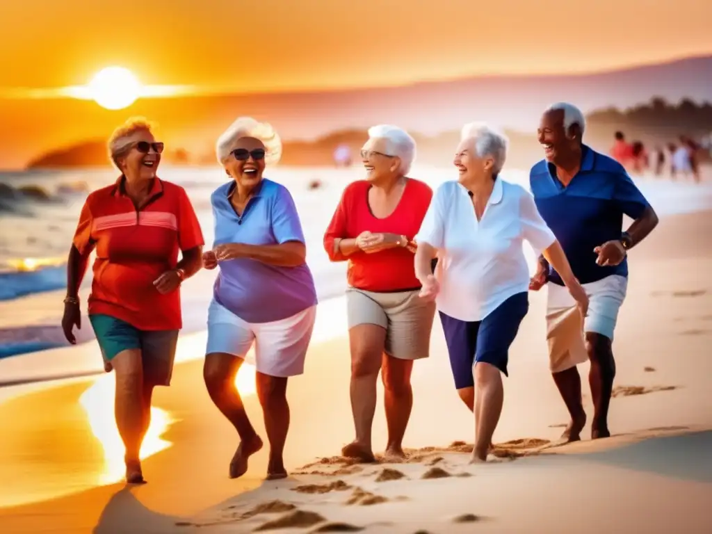 Felices adultos mayores disfrutando de la playa al atardecer Seniors felices disfrutando de la playa al atardecer - Seguro de viaje para seniors