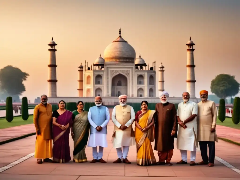 Grupo de ancianos admirando el Taj Mahal Viajes culturales para adultos mayores en el Taj Mahal, Agra, India