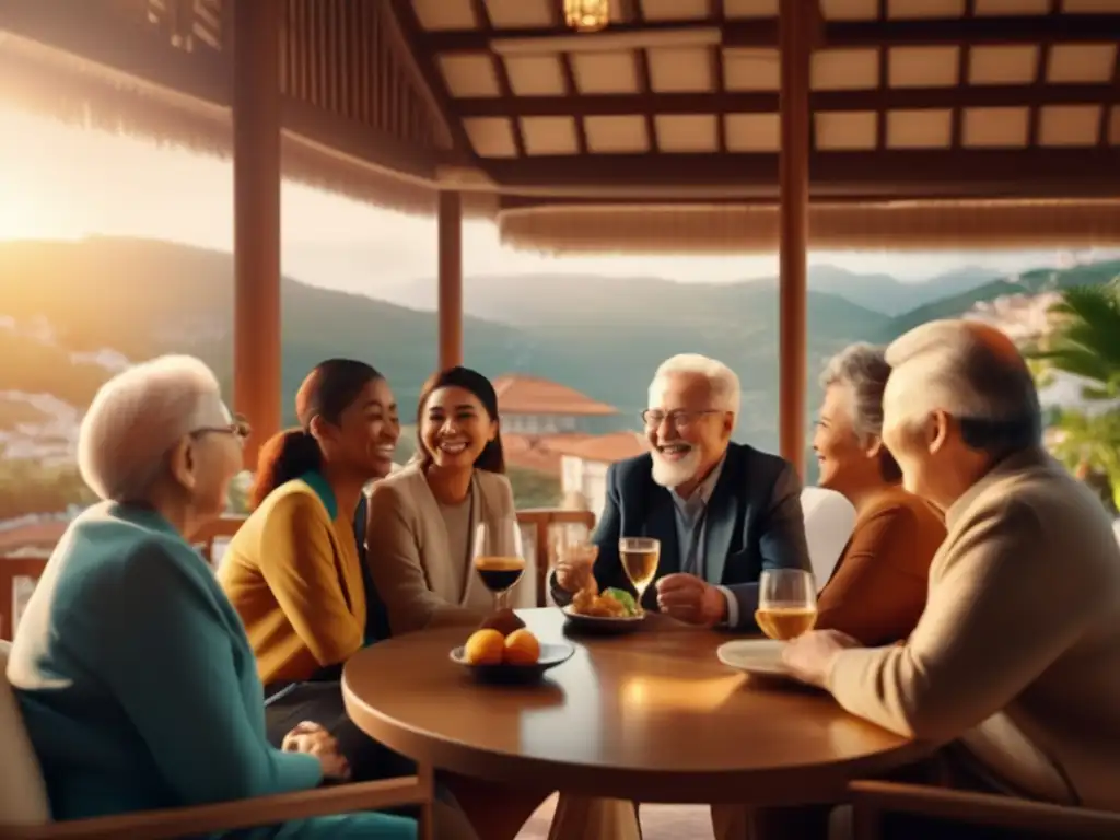Programa de inmersión lingüística para adultos mayores Beneficios de viajes lingüísticos para la tercera edad, con grupo de adultos mayores en programa de inmersión en el extranjero