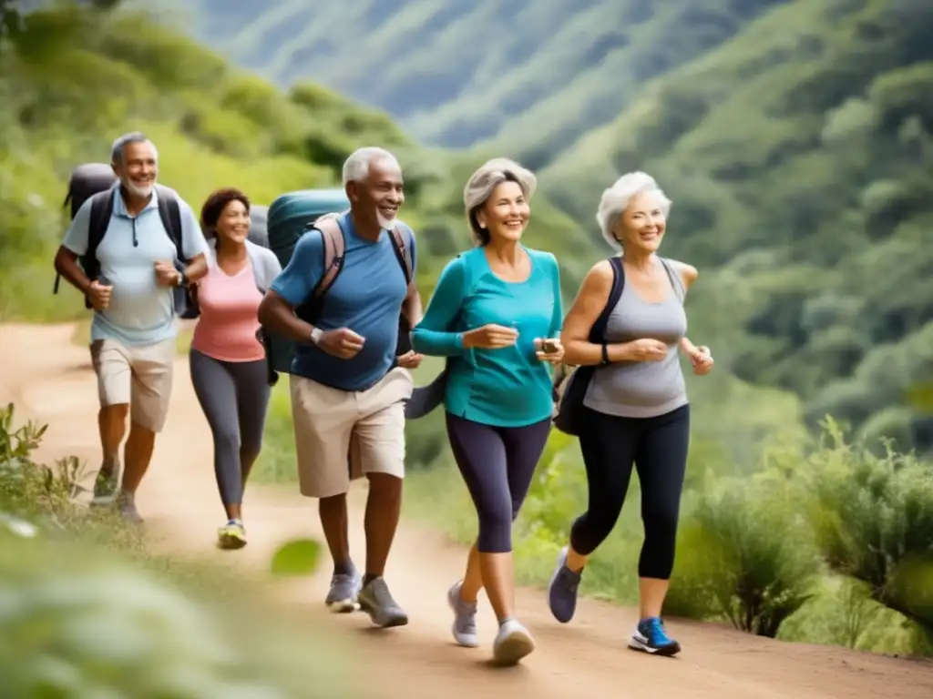 Ecoturismo para adultos mayores Ventajas del ecoturismo para viajeros maduros: grupo diverso disfrutando actividades adaptadas a distintos niveles de condición física