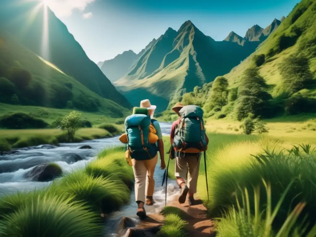 Grupo de adultos mayores disfrutando la naturaleza Preparación viajes senior aventuras naturales - Grupo de viajeros mayores disfrutando de la belleza natural en una impresionante imagen 8k
