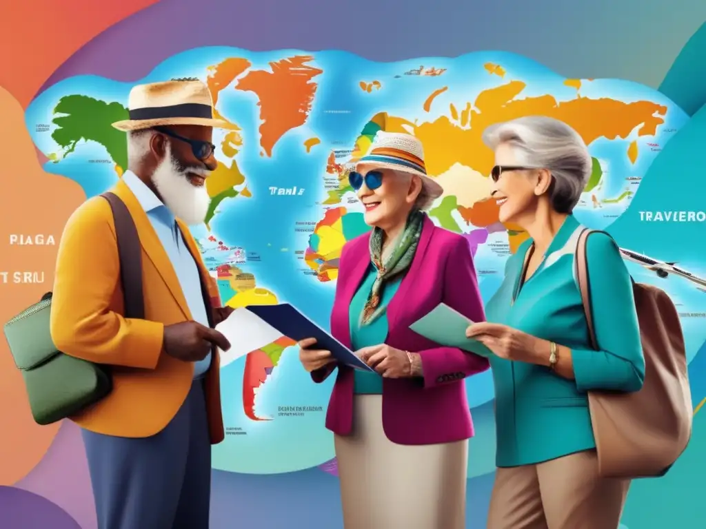 Viajeros seniors discuten documentación y visados