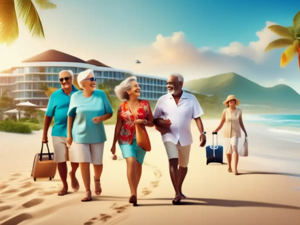 Turismo médico para adultos mayores Turismo médico para adultos mayores en resort de playa con instalaciones médicas modernas, actividades de relajación y rejuvenecimiento