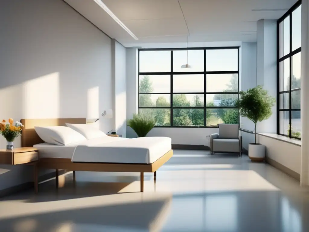 Hospital moderno con habitación espaciosa y limpia
