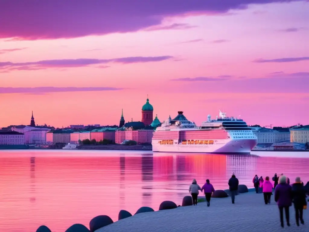 Puesta de sol en Helsinki: Experiencias serenas Experiencias en Helsinki para viajeros maduros en la serena costa al atardecer