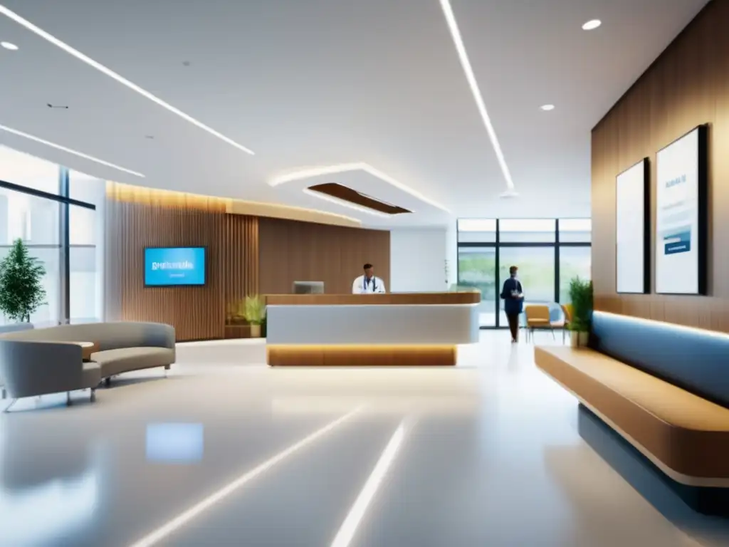 Lobby moderno y acogedor de hospital Hospital moderno y acogedor, ideal para viaje médico
