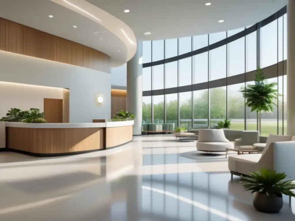 Hospital moderno y acogedor Moderno lobby hospitalario con luz natural y diseño espacioso