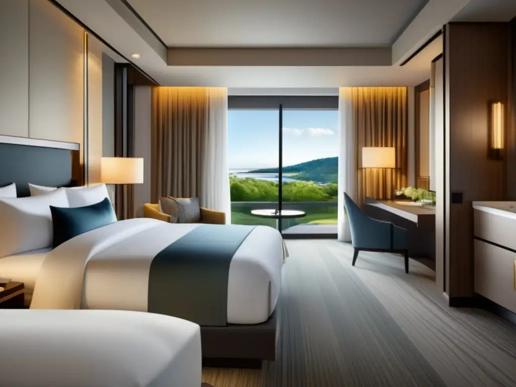 Habitación de hotel accesible para mayores: diseño moderno, comodidades y vista panorámica