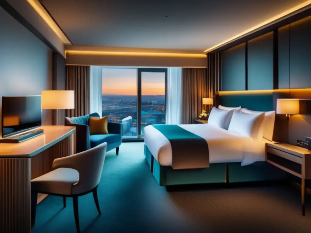Experiencias seguras en Dublín para viajeros maduros: habitación de hotel lujosa con vistas impresionantes y comodidades modernas