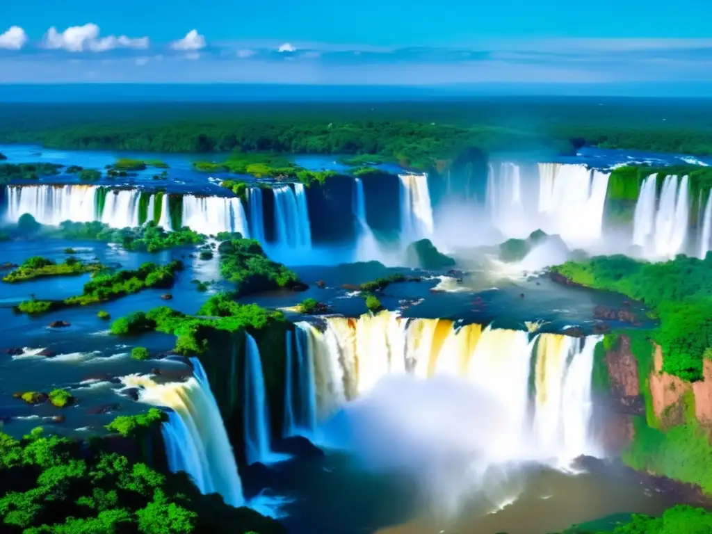 Impresionante vista aérea de las Cataratas del Iguazú Impresionante vista aérea de las majestuosas Cataratas del Iguazú, ubicadas en la frontera entre Argentina y Brasil