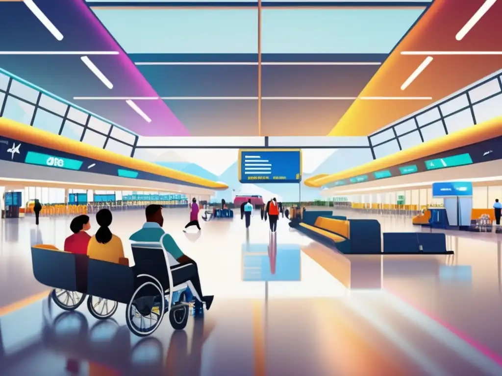 Terminal de aeropuerto accesible y amigable Viajar en silla de ruedas seguro: Terminal de aeropuerto accesible y amigable, con personal atento y servicios inclusivos