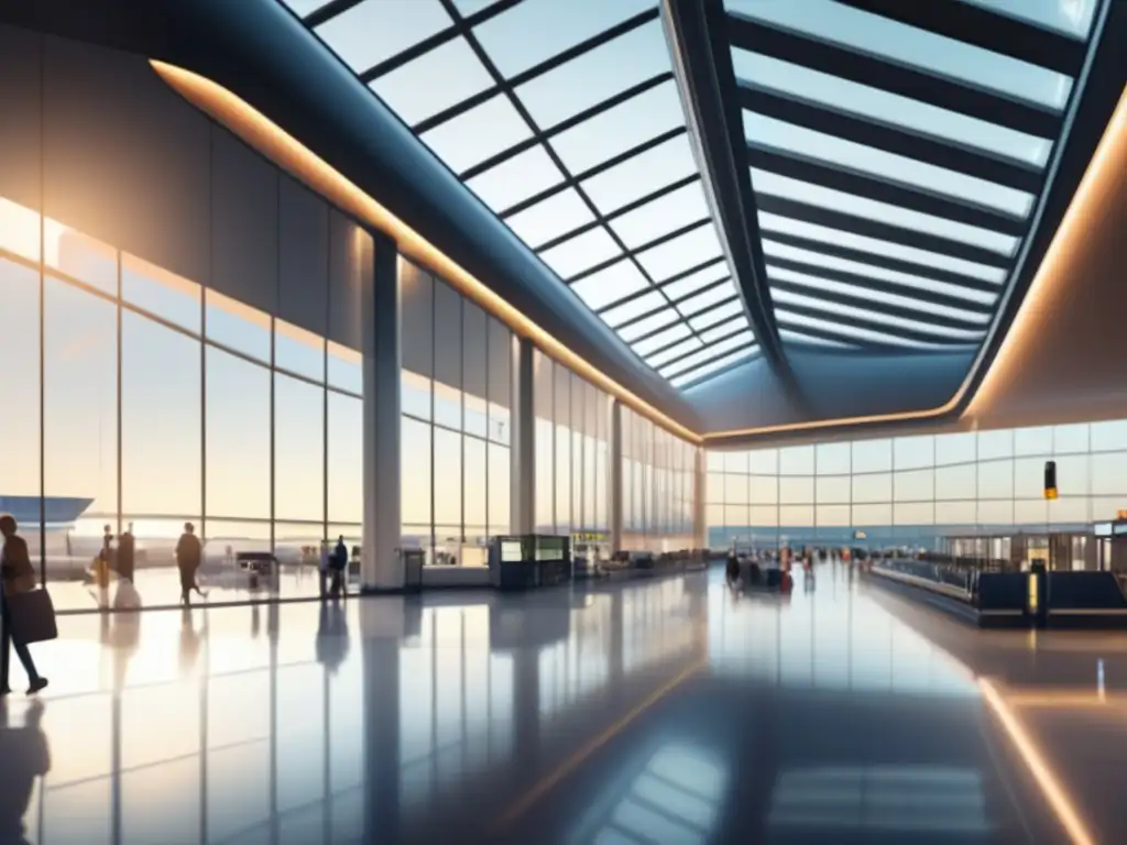 Aeropuerto moderno y seguro con viajeros senior Terminal aeropuerto moderno, seguro y cómodo para viajeros seniors en América Norte