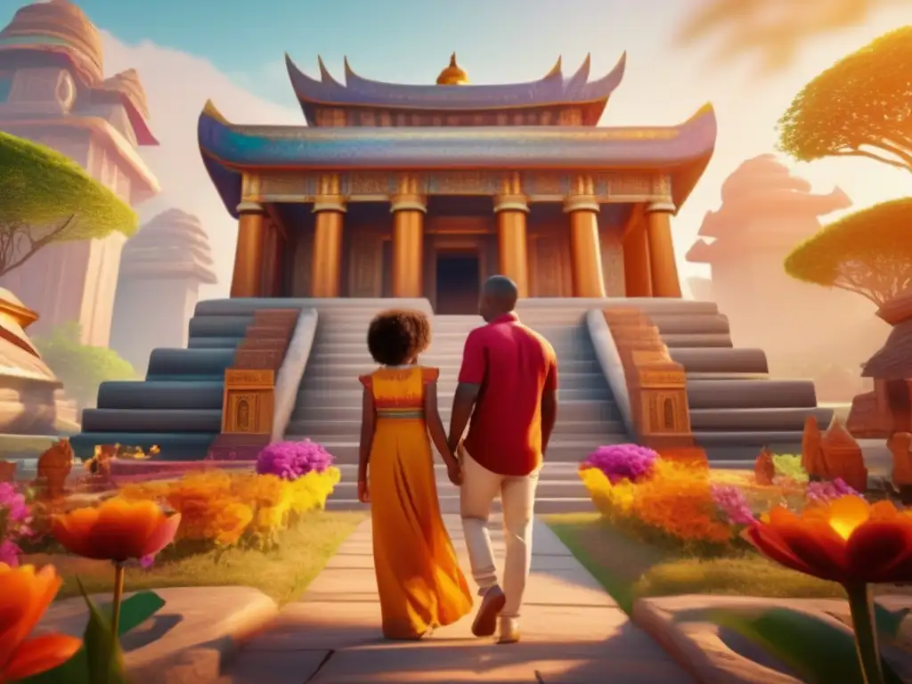 Familia admirando templo ancestral Descubriendo nuestras raíces: Viajes en familia con historias